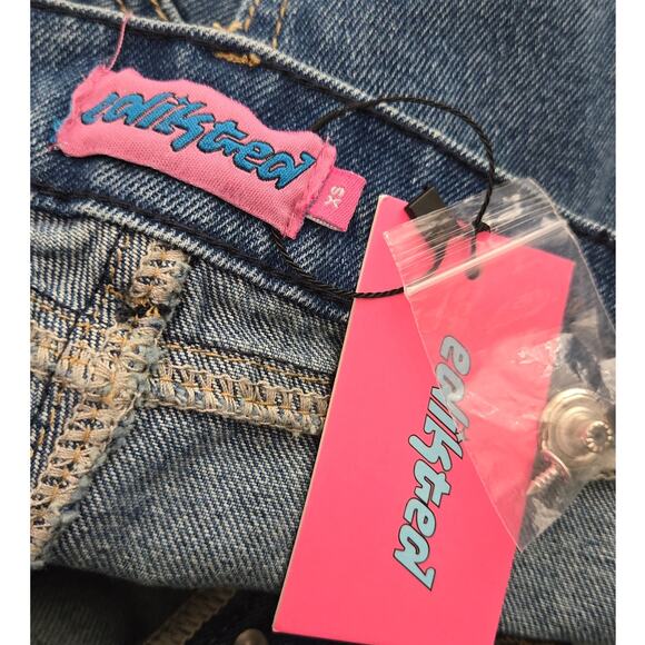 Edikted Raquel Folded Low-Rise Button Fly Jeans NEW XS - Picture 8 of 13